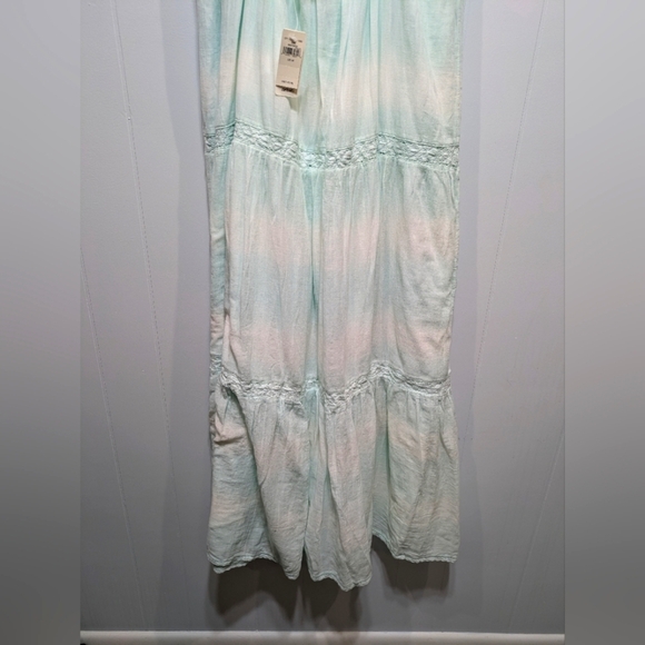 Aerie Light Blue Tie Dye Tiered Max Dress Size Medium Boho Summer - Picture 3 of 7